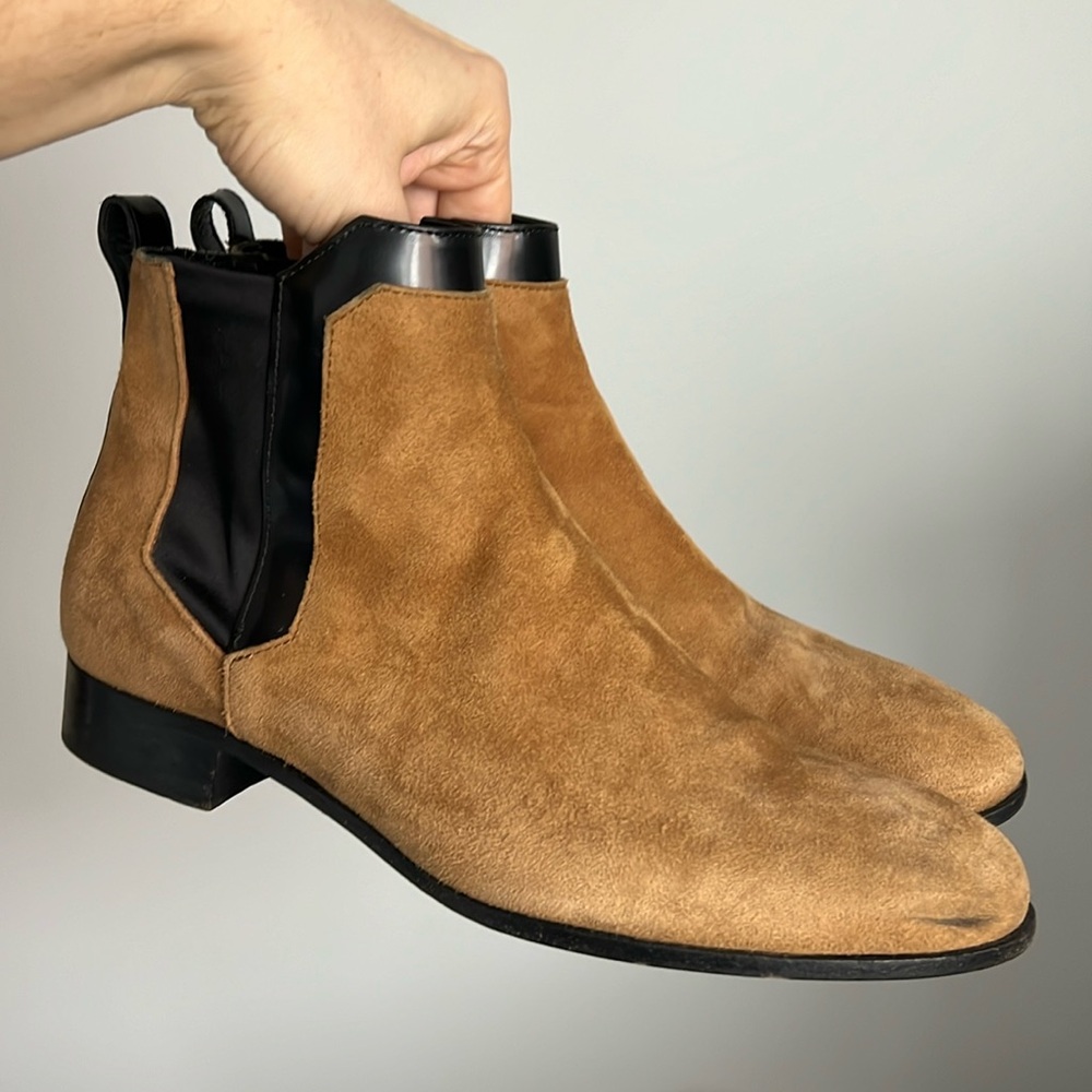 Pierre Hardy chelsea ankle boots tan suede & black trim Size 39